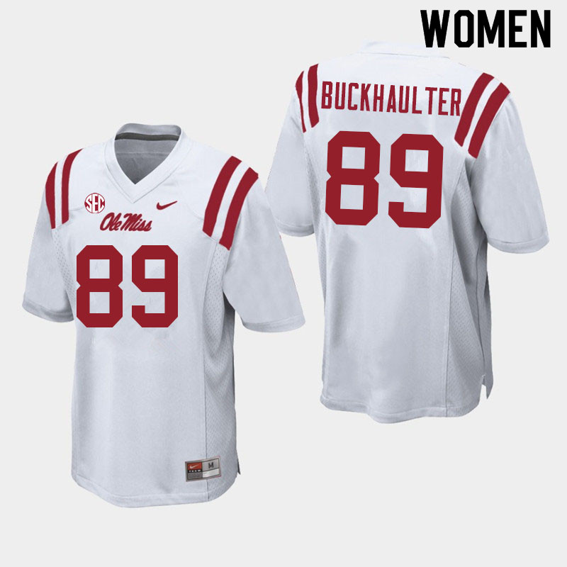 Women #89 Brandon Buckhaulter Ole Miss Rebels College Football Jerseys Sale-White - Click Image to Close